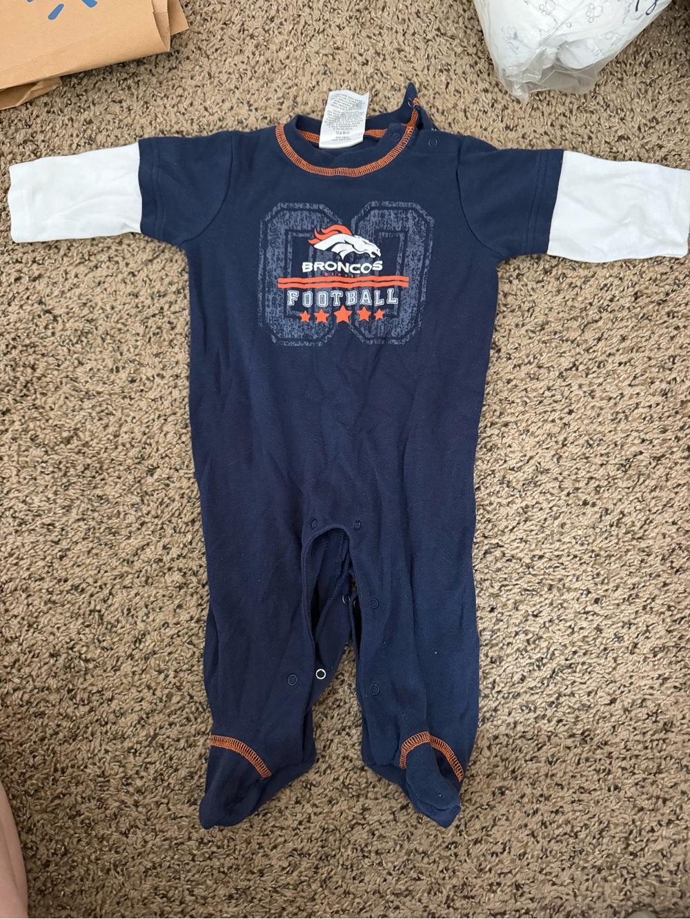 NFL Denver Broncos Navy and White Footed One-Piece